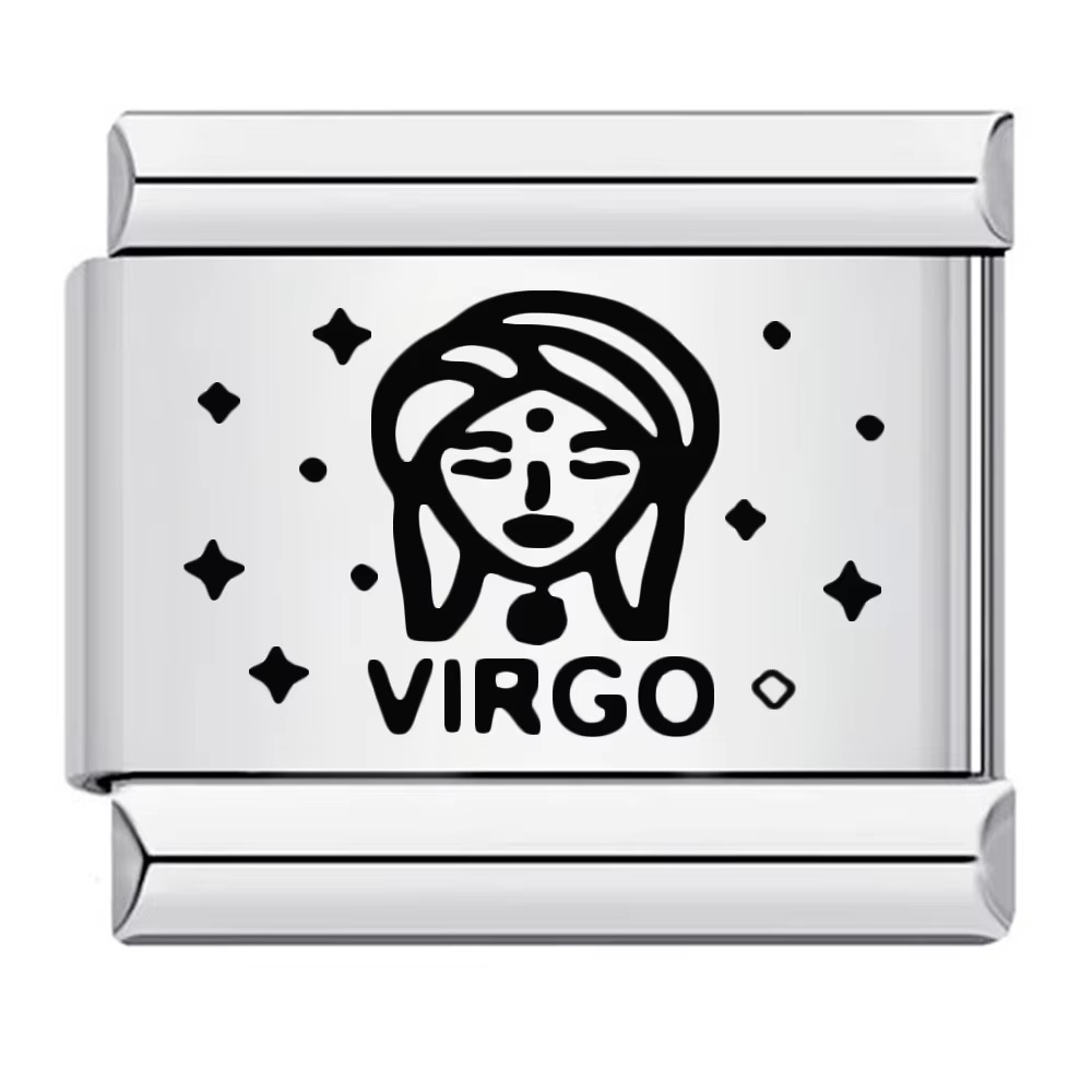 Cross-border hot-selling laser-engraved 12 zodiac element stainless steel DIY Italian modular bracelet and bangle accessories