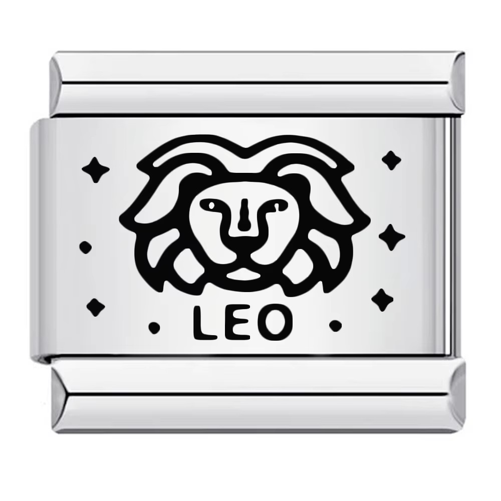 Cross-border hot-selling laser-engraved 12 zodiac element stainless steel DIY Italian modular bracelet and bangle accessories
