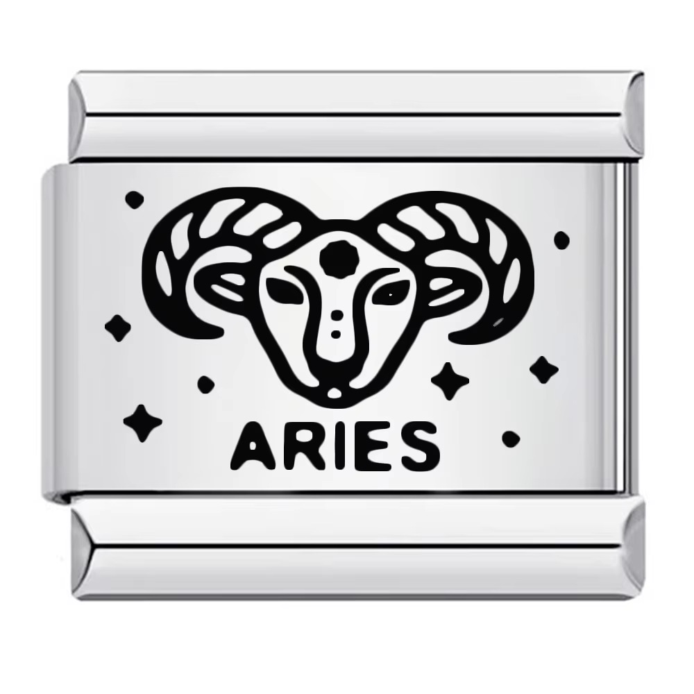 Cross-border hot-selling laser-engraved 12 zodiac element stainless steel DIY Italian modular bracelet and bangle accessories