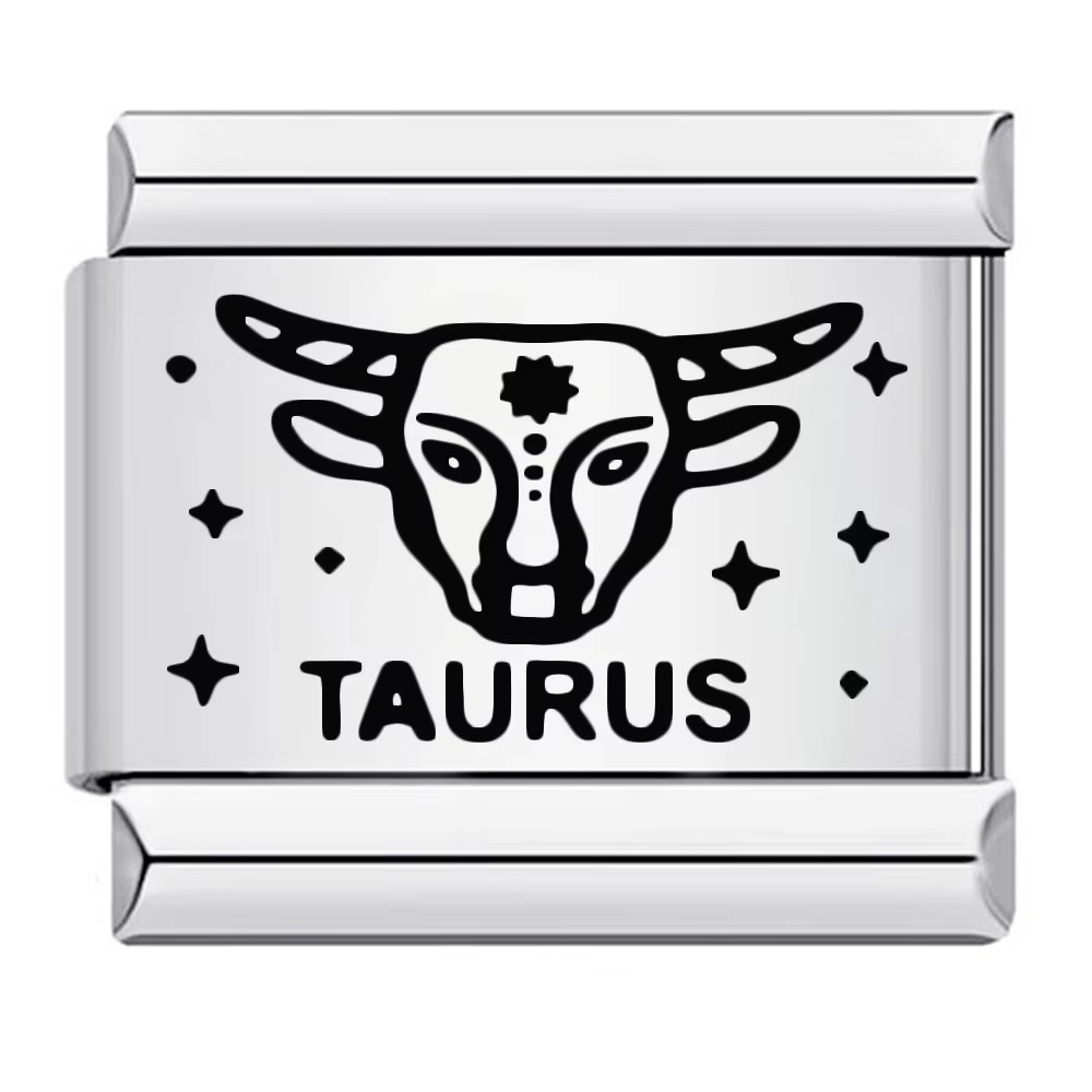 Cross-border hot-selling laser-engraved 12 zodiac element stainless steel DIY Italian modular bracelet and bangle accessories