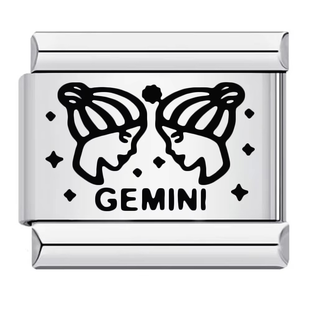 Cross-border hot-selling laser-engraved 12 zodiac element stainless steel DIY Italian modular bracelet and bangle accessories