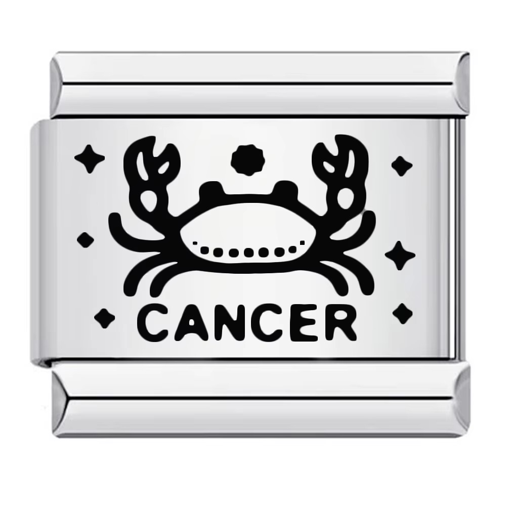 Cross-border hot-selling laser-engraved 12 zodiac element stainless steel DIY Italian modular bracelet and bangle accessories