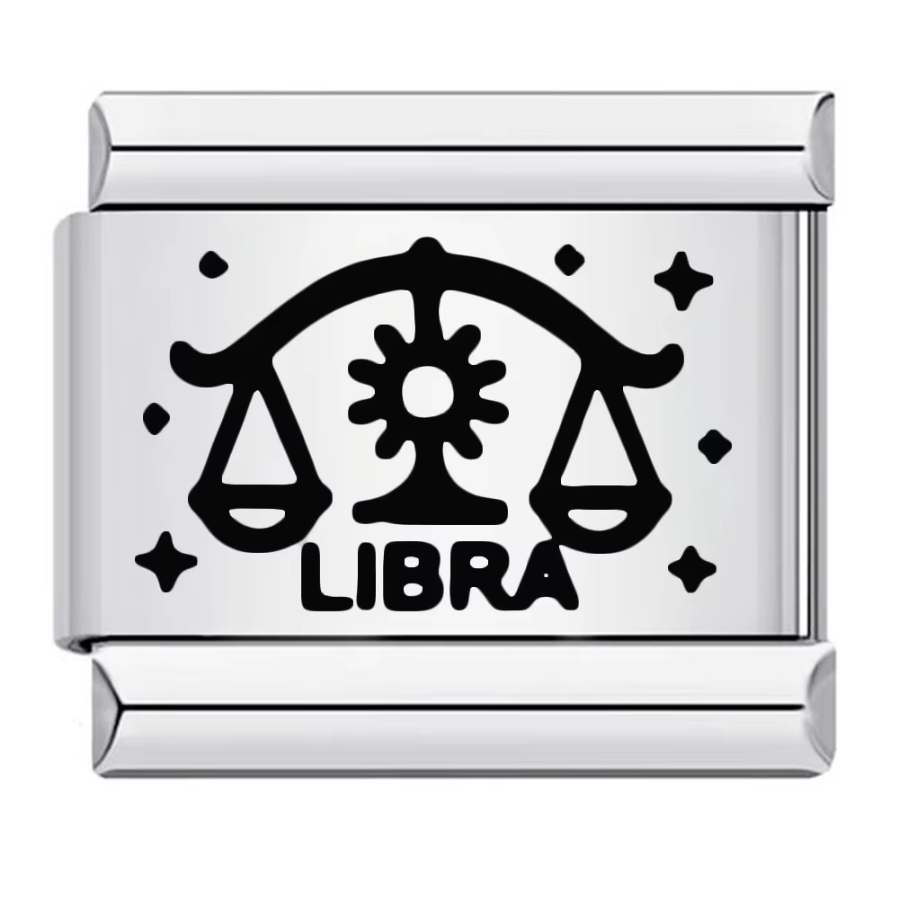 Cross-border hot-selling laser-engraved 12 zodiac element stainless steel DIY Italian modular bracelet and bangle accessories