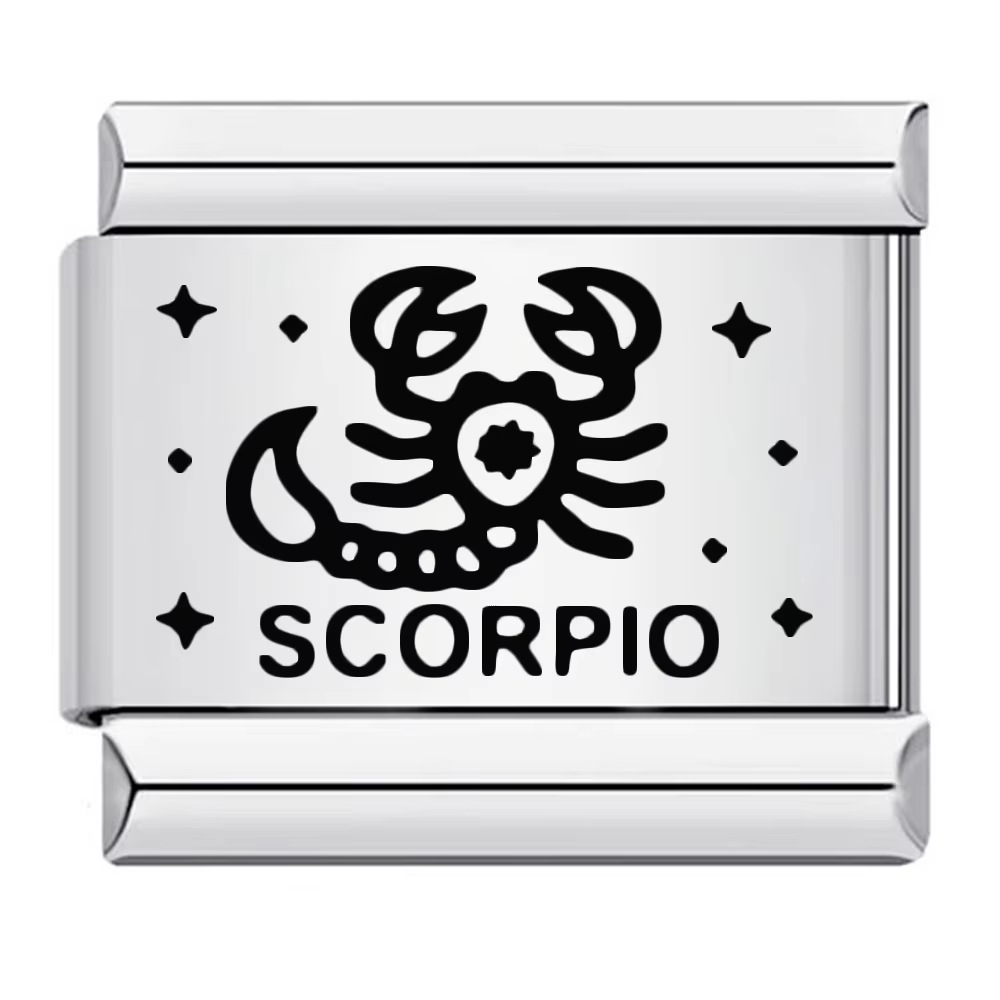 Cross-border hot-selling laser-engraved 12 zodiac element stainless steel DIY Italian modular bracelet and bangle accessories