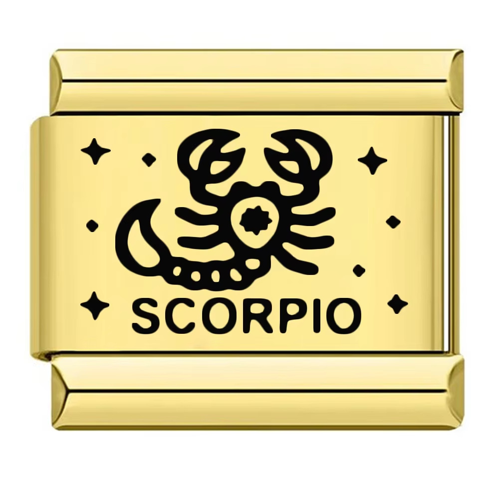 Cross-border hot-selling laser-engraved 12 zodiac element stainless steel DIY Italian modular bracelet and bangle accessories