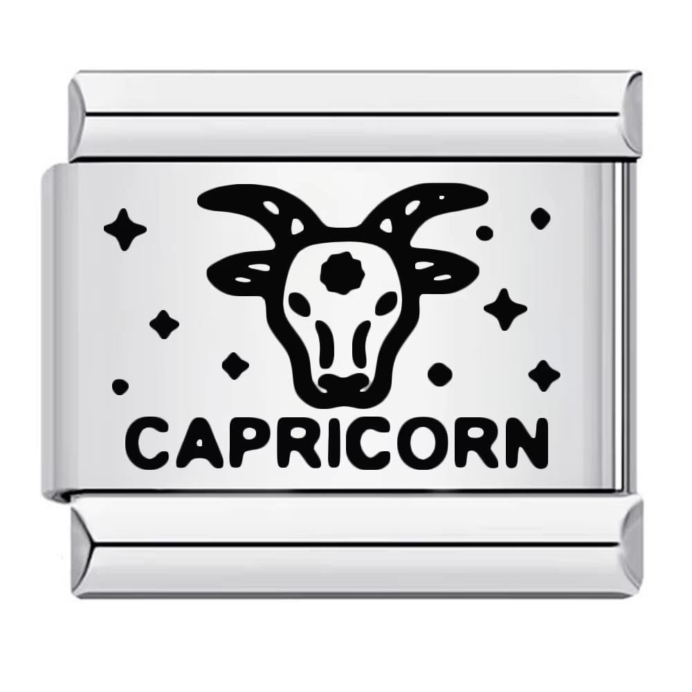 Cross-border hot-selling laser-engraved 12 zodiac element stainless steel DIY Italian modular bracelet and bangle accessories