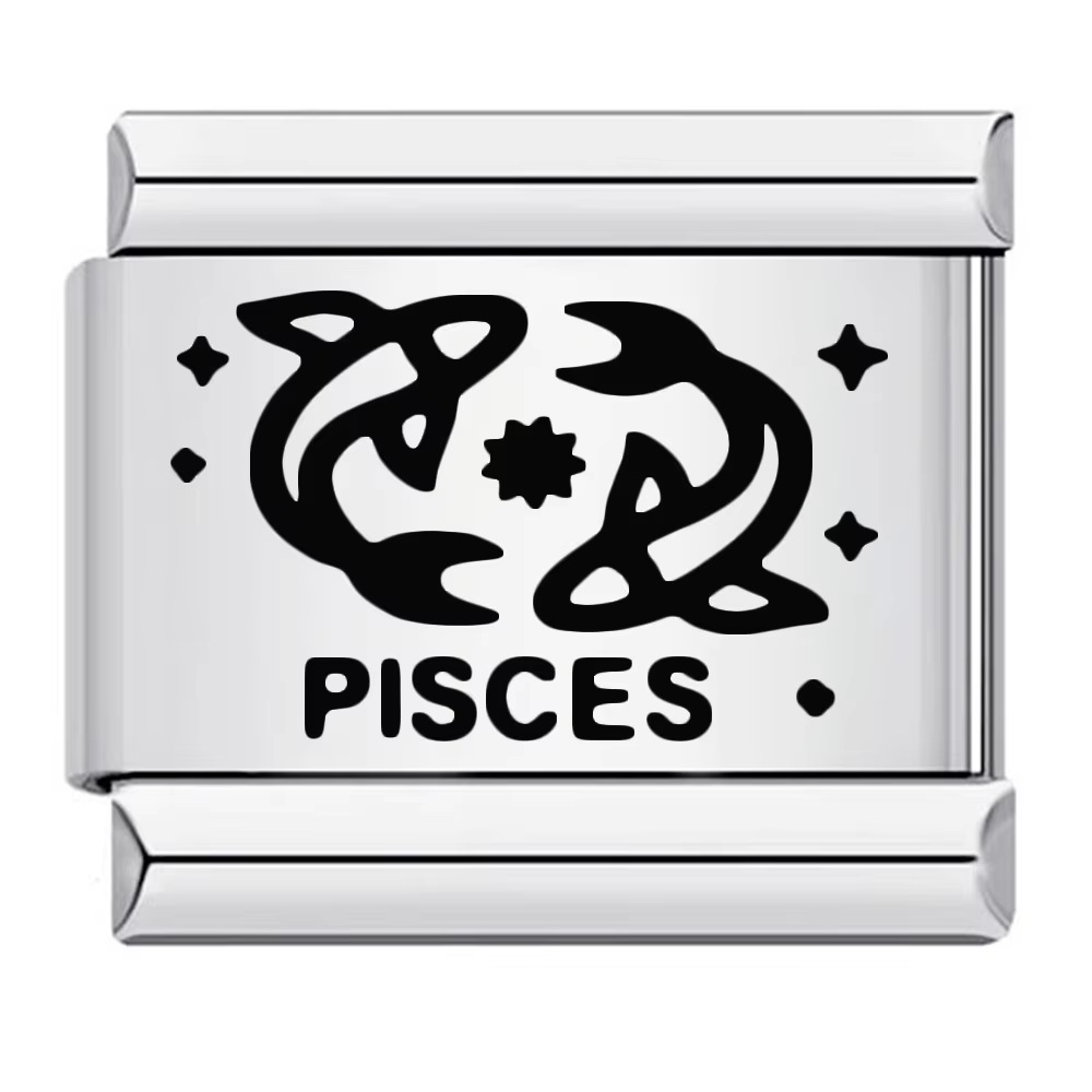 Cross-border hot-selling laser-engraved 12 zodiac element stainless steel DIY Italian modular bracelet and bangle accessories