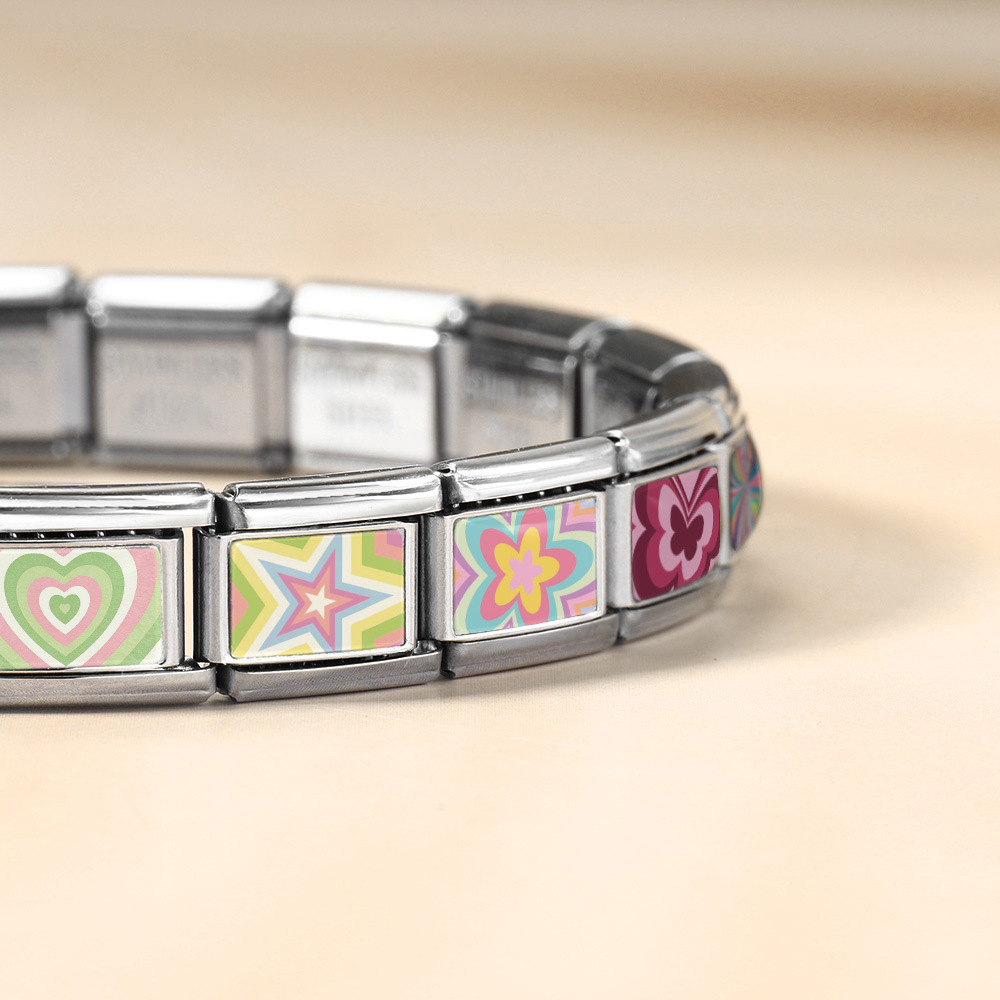 New colorful Italian modular bracelet DIY splicing stainless steel bracelet watch strap chain accessories