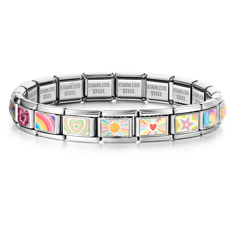 New colorful Italian modular bracelet DIY splicing stainless steel bracelet watch strap chain accessories