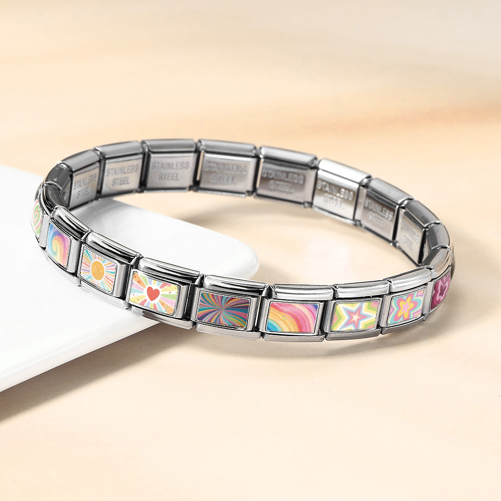 New colorful Italian modular bracelet DIY splicing stainless steel bracelet watch strap chain accessories