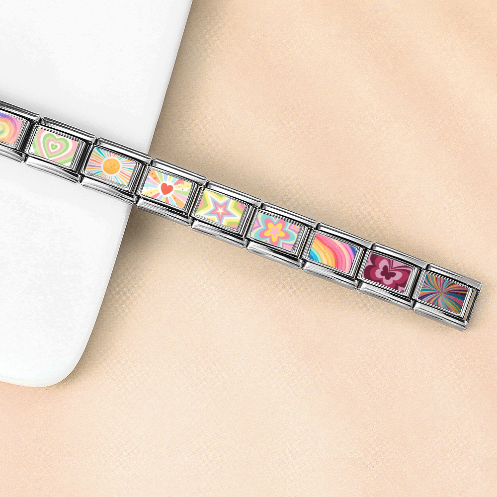 New colorful Italian modular bracelet DIY splicing stainless steel bracelet watch strap chain accessories