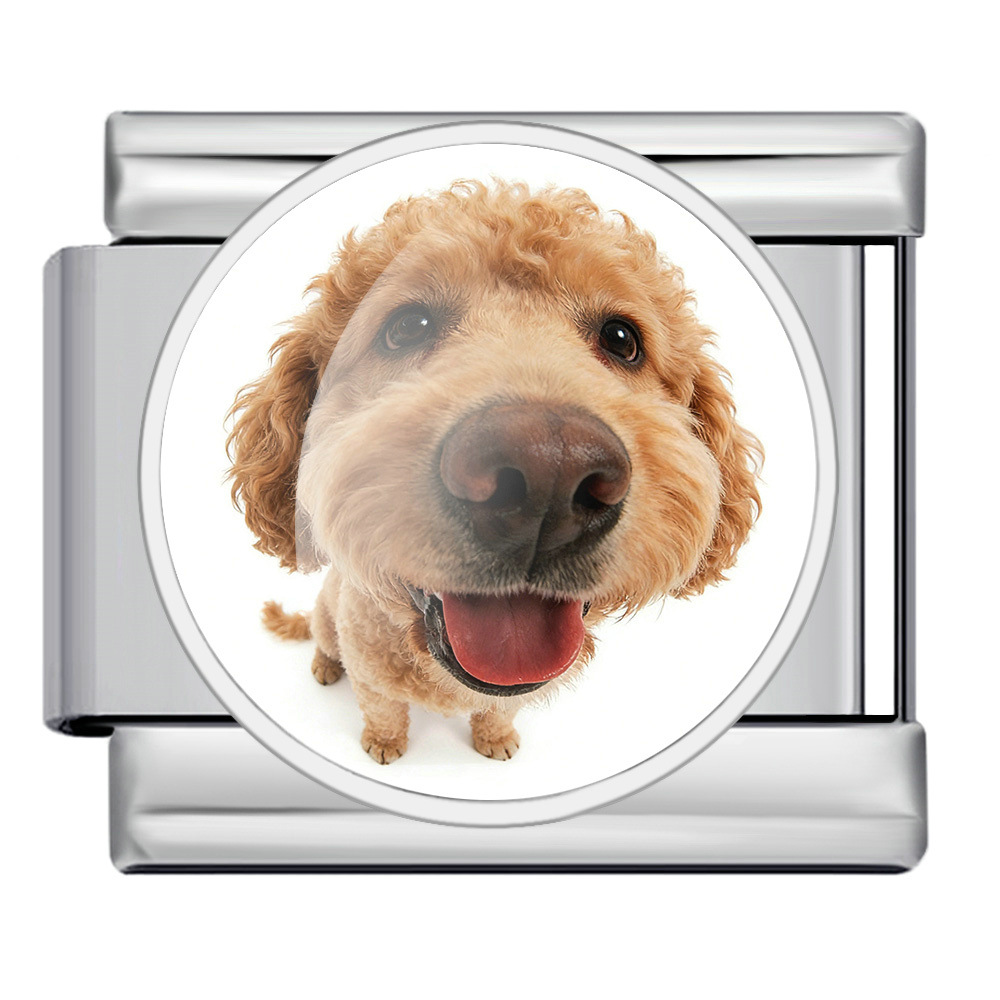 Round pet dog picture style handmade modular Italian assembly bracelet stainless steel DIY watch strap chain