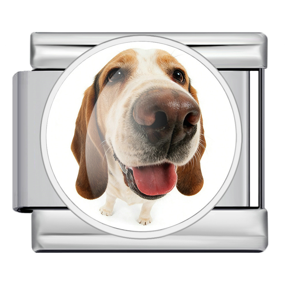 Round pet dog picture style handmade modular Italian assembly bracelet stainless steel DIY watch strap chain