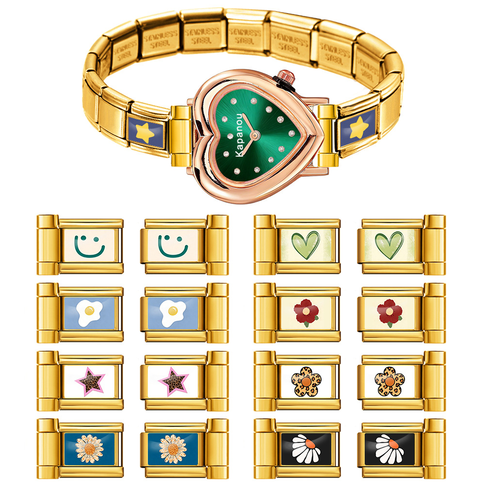 10/12mm watch strap connector, floral pattern Italian modular bracelet DIY splicing bangle tool