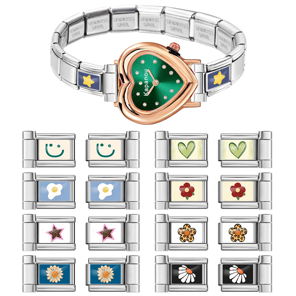10/12mm watch strap connector, floral pattern Italian modular bracelet DIY splicing bangle tool