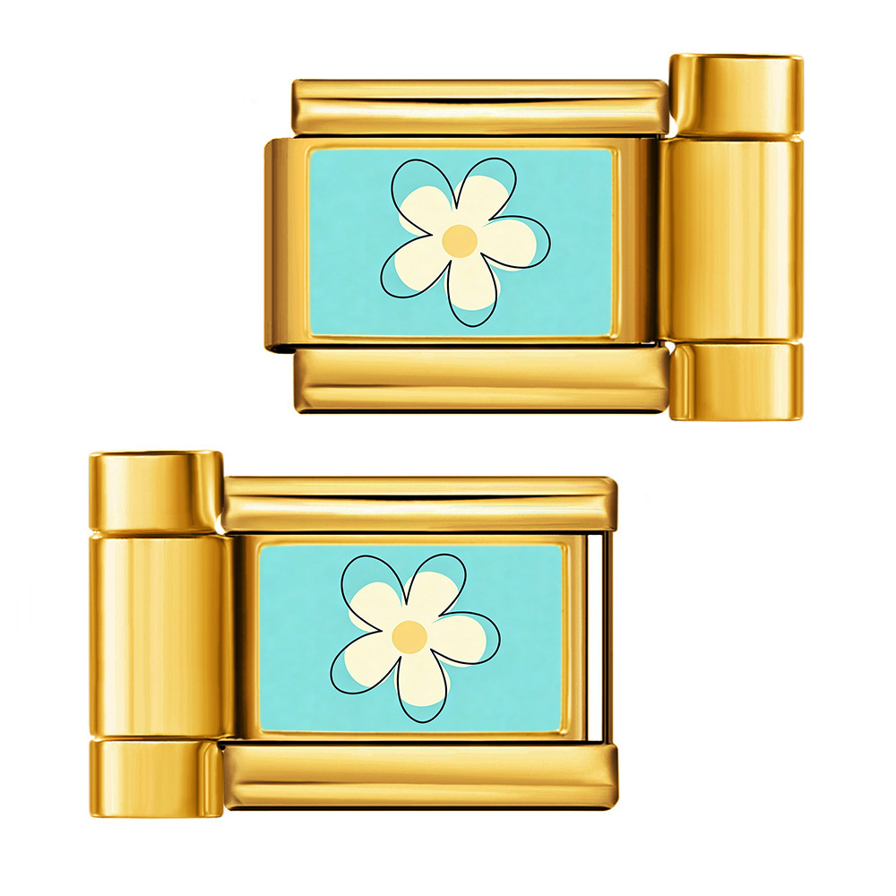 10/12mm watch strap connector, floral pattern Italian modular bracelet DIY splicing bangle tool