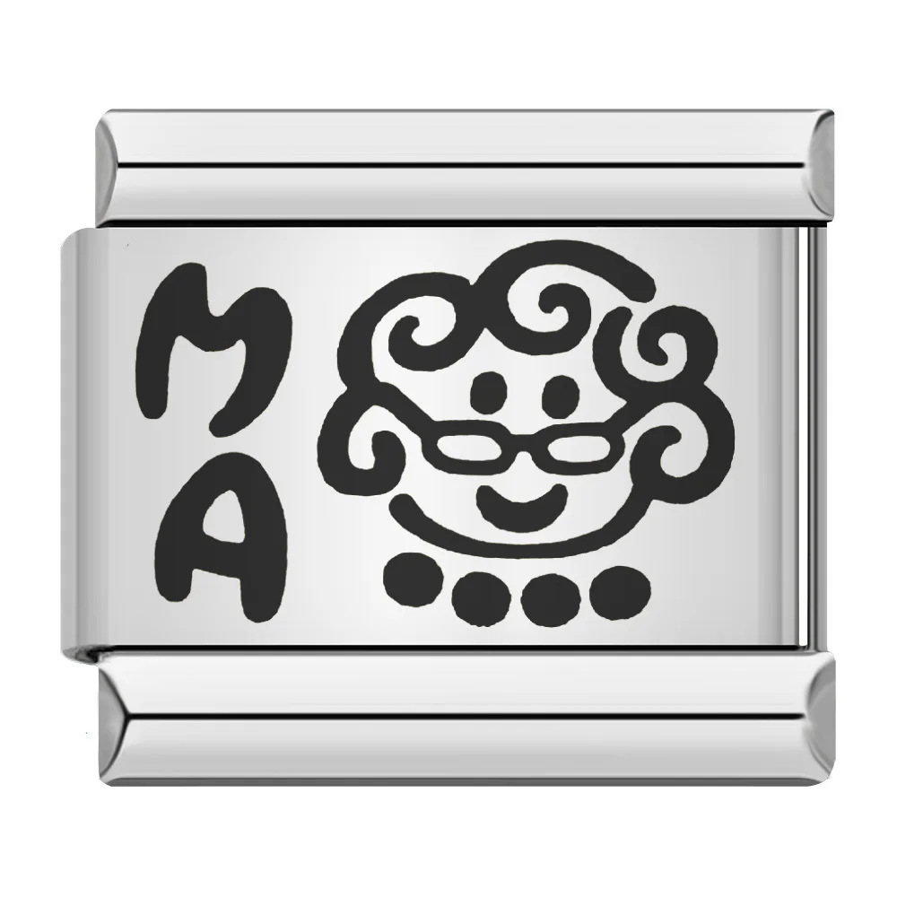 Stainless steel laser-engraved pattern Italian modular bracelet DIY free assembly fashion jewelry
