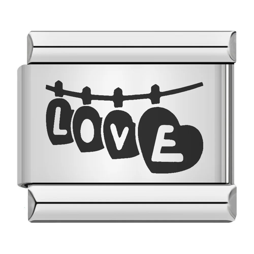 Stainless steel laser-engraved pattern Italian modular bracelet DIY free assembly fashion jewelry