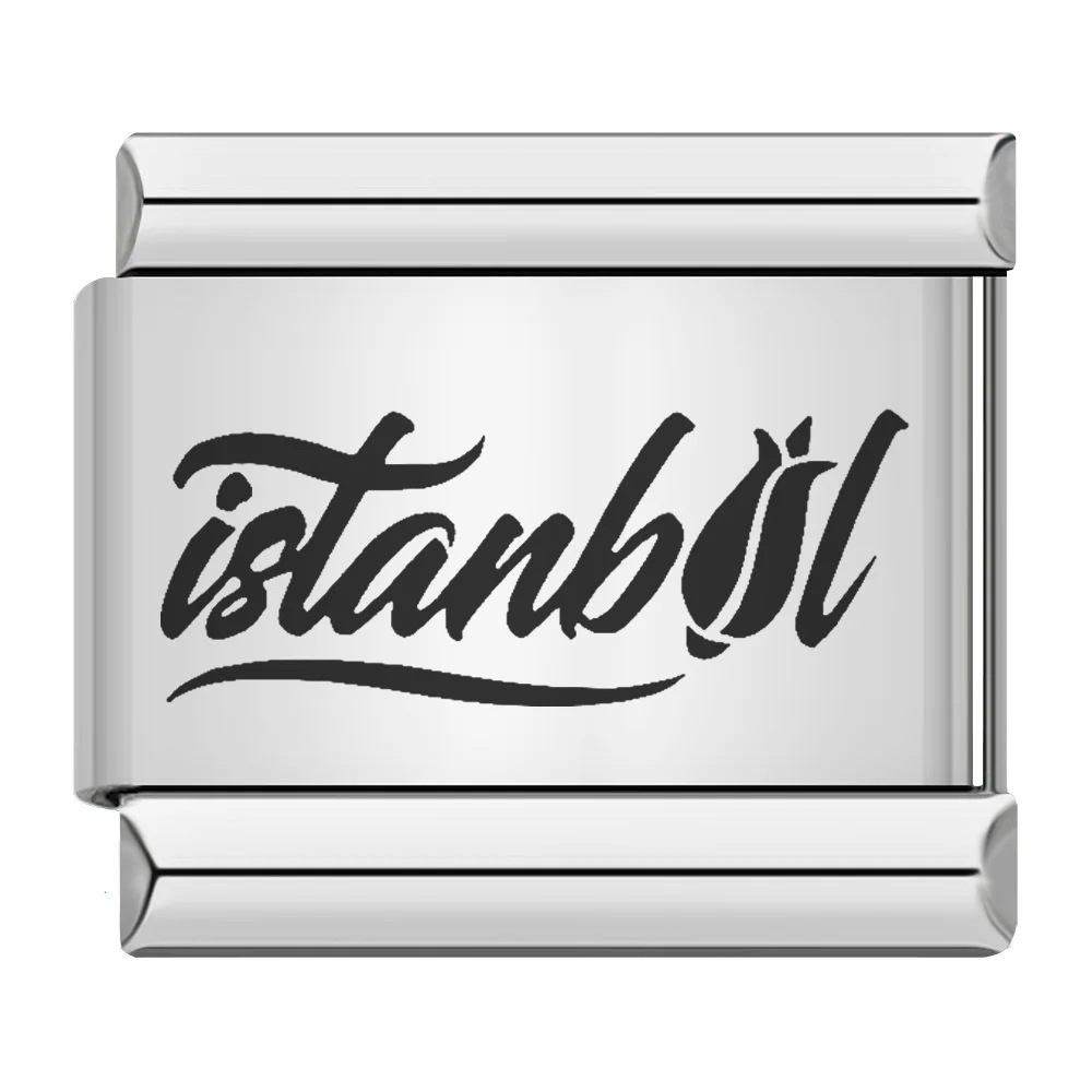 Stainless steel laser-engraved pattern Italian modular bracelet DIY free assembly fashion jewelry
