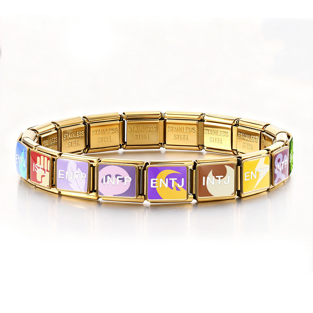 16-person MBTI Italian modular bracelet, hand-assembled stainless steel DIY detachable watch strap chain