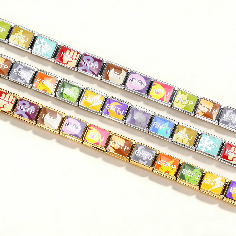 16-person MBTI Italian modular bracelet, hand-assembled stainless steel DIY detachable watch strap chain