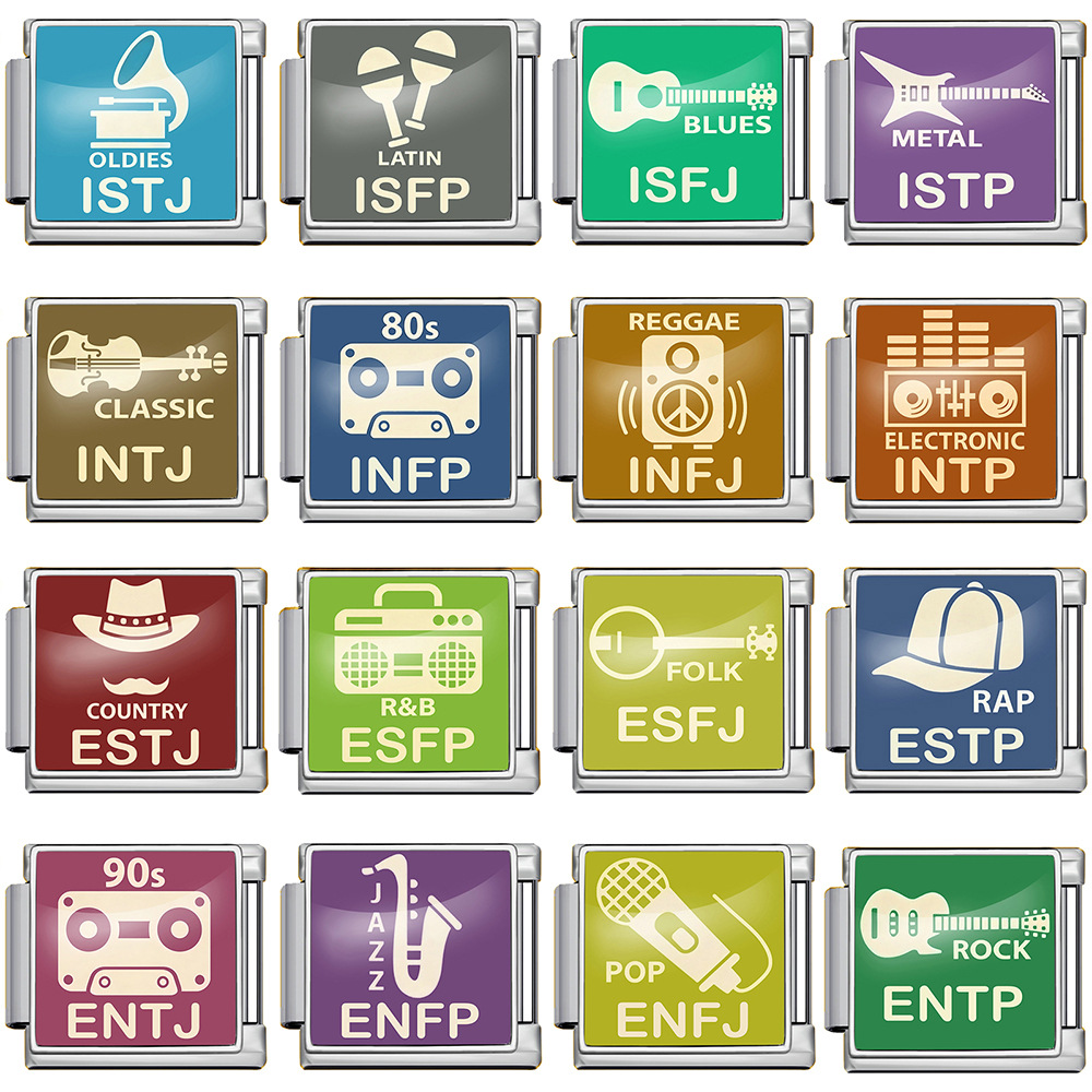 Square Personality MBTI Series Multifunctional Stainless Steel DIY Free Combination Modular Bracelet/Watch Strap Accessories