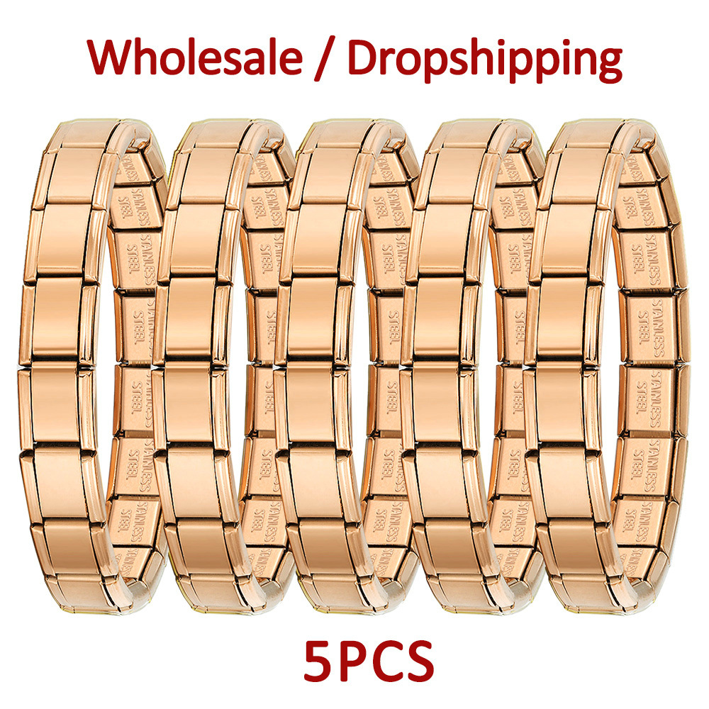 5-piece set of multi-color basic glossy Italian modular bracelet DIY stainless steel minimalist watch strap chain wholesale