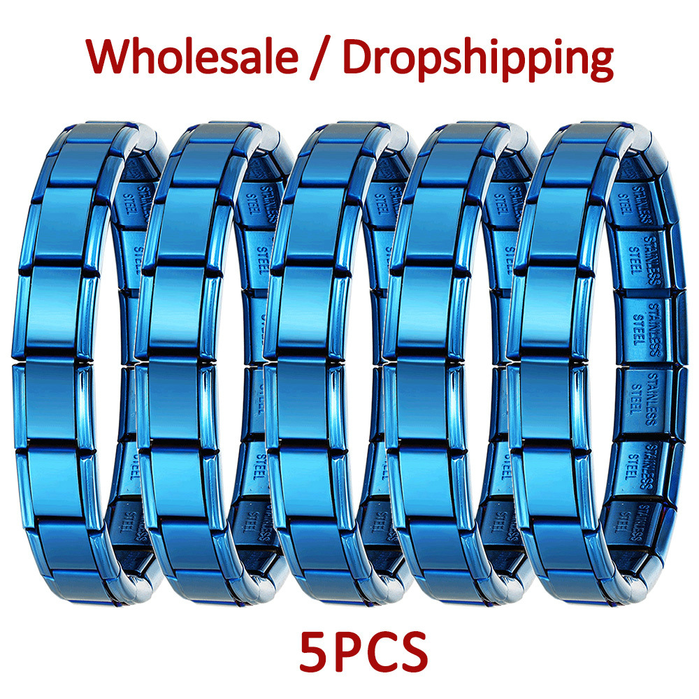 5-piece set of multi-color basic glossy Italian modular bracelet DIY stainless steel minimalist watch strap chain wholesale