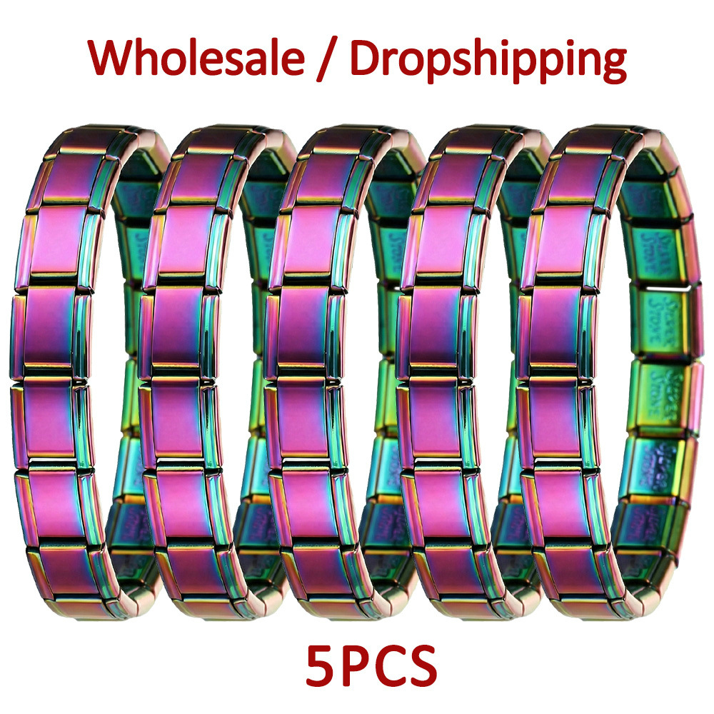 5-piece set of multi-color basic glossy Italian modular bracelet DIY stainless steel minimalist watch strap chain wholesale