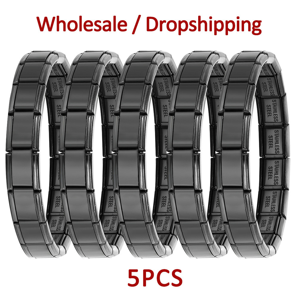 5-piece set of multi-color basic glossy Italian modular bracelet DIY stainless steel minimalist watch strap chain wholesale