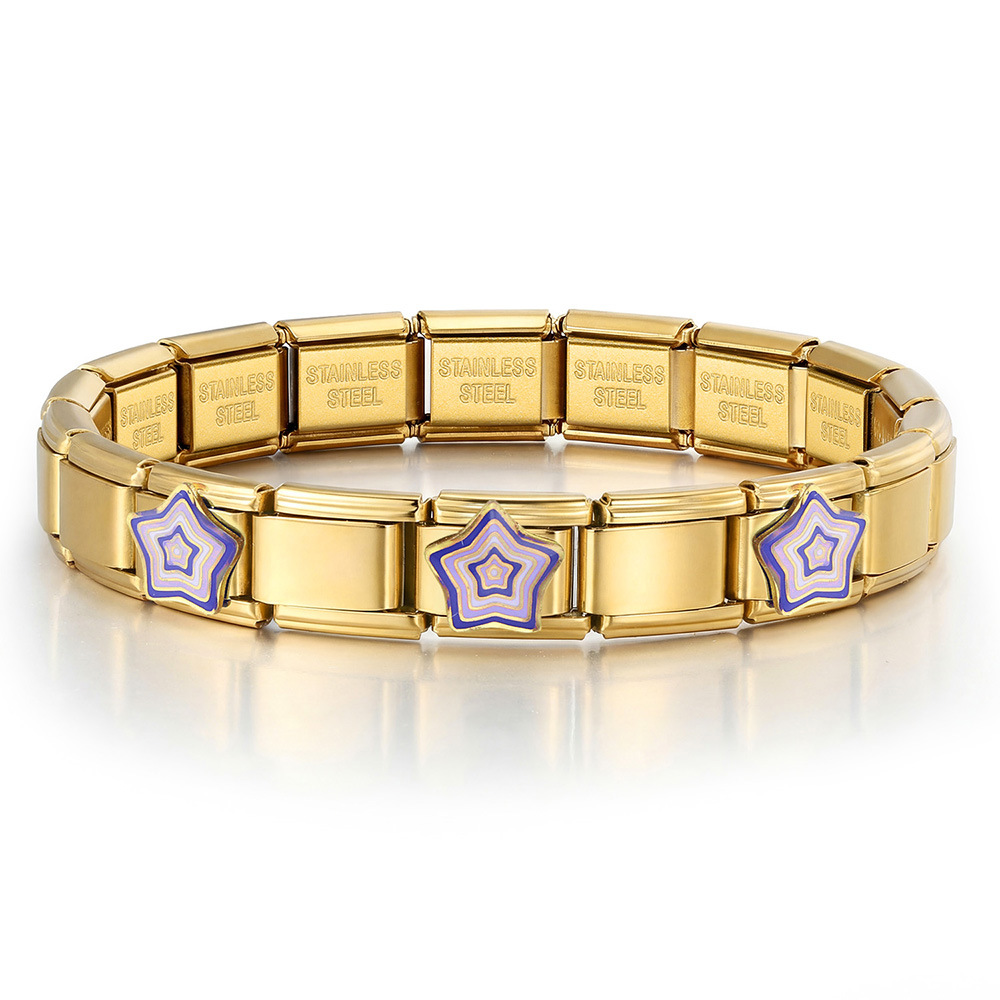 New stainless steel DIY Italian modular bracelet with heart pattern, basic chain jewelry wholesale.