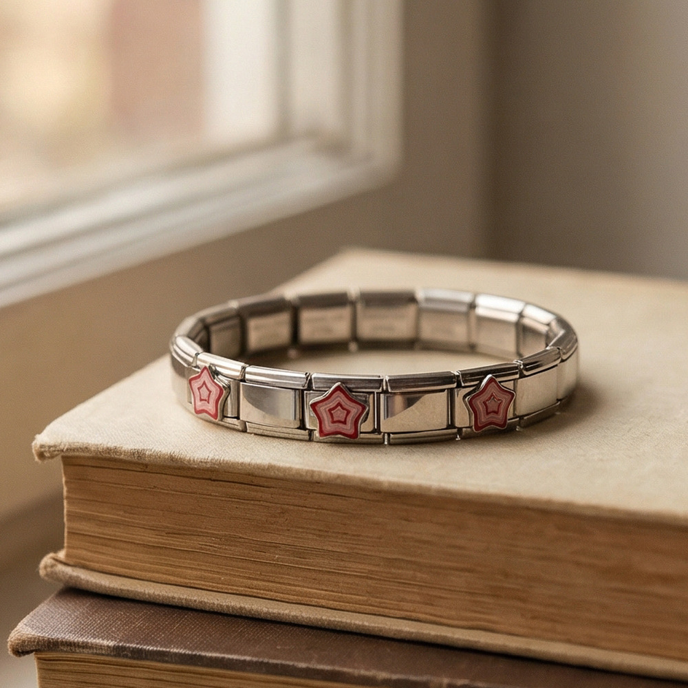 New stainless steel DIY Italian modular bracelet with heart pattern, basic chain jewelry wholesale.