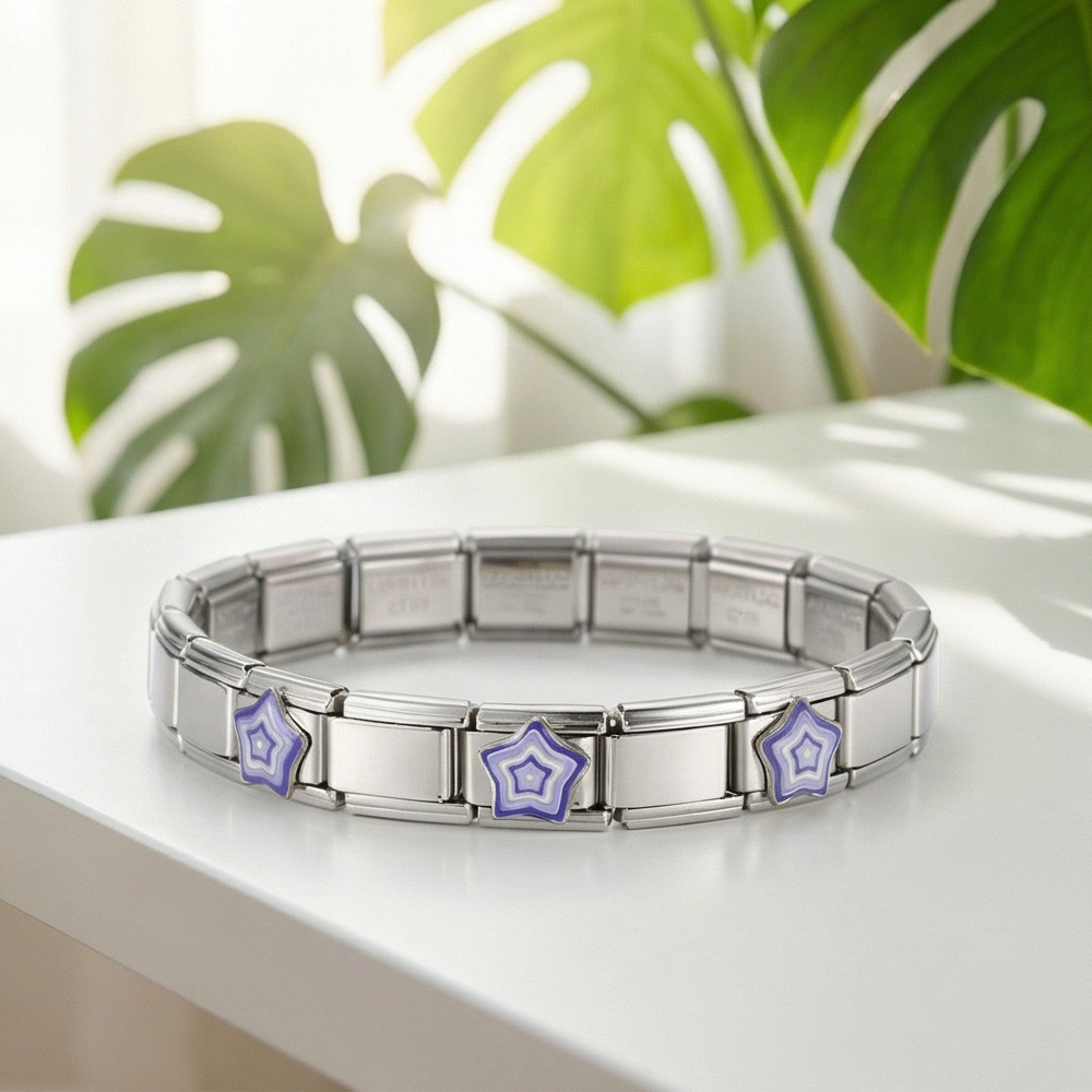 New stainless steel DIY Italian modular bracelet with heart pattern, basic chain jewelry wholesale.