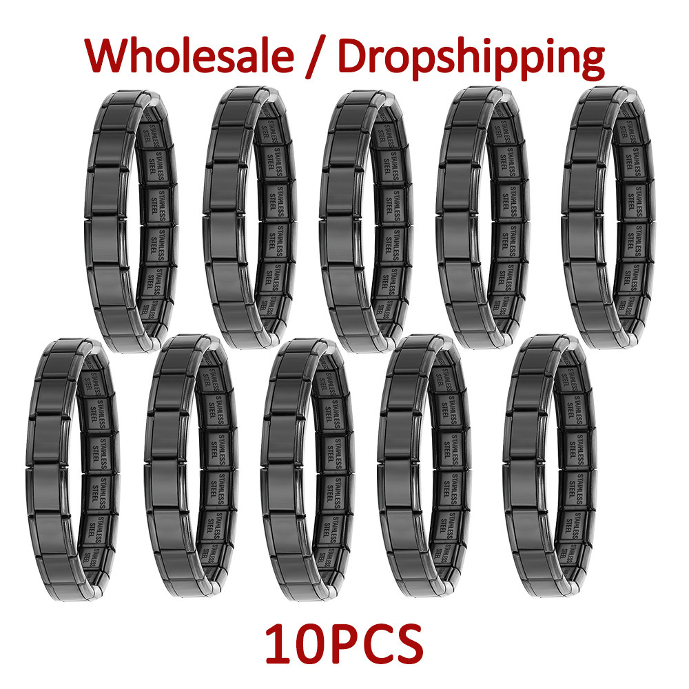 10-piece wholesale modular bracelet set, smooth stainless steel DIY watch strap chain, Italian modular bracelet gift.