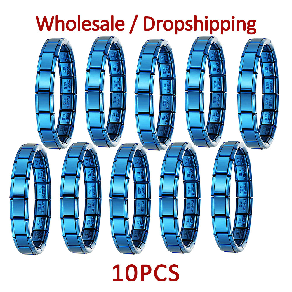 10-piece wholesale modular bracelet set, smooth stainless steel DIY watch strap chain, Italian modular bracelet gift.