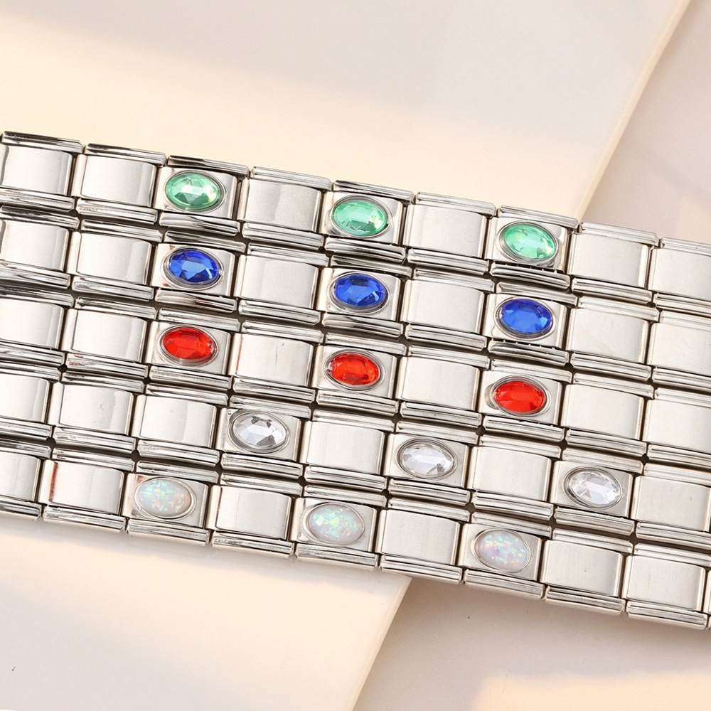 New stainless steel 3-bead oval combination bracelet, DIY Italian handmade modular detachable watch strap bracelet.