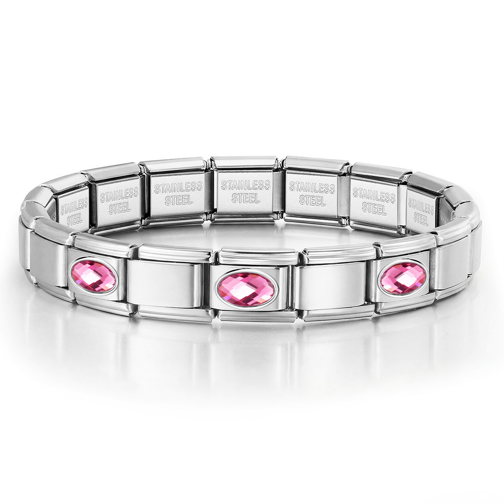 New stainless steel 3-bead oval combination bracelet, DIY Italian handmade modular detachable watch strap bracelet.