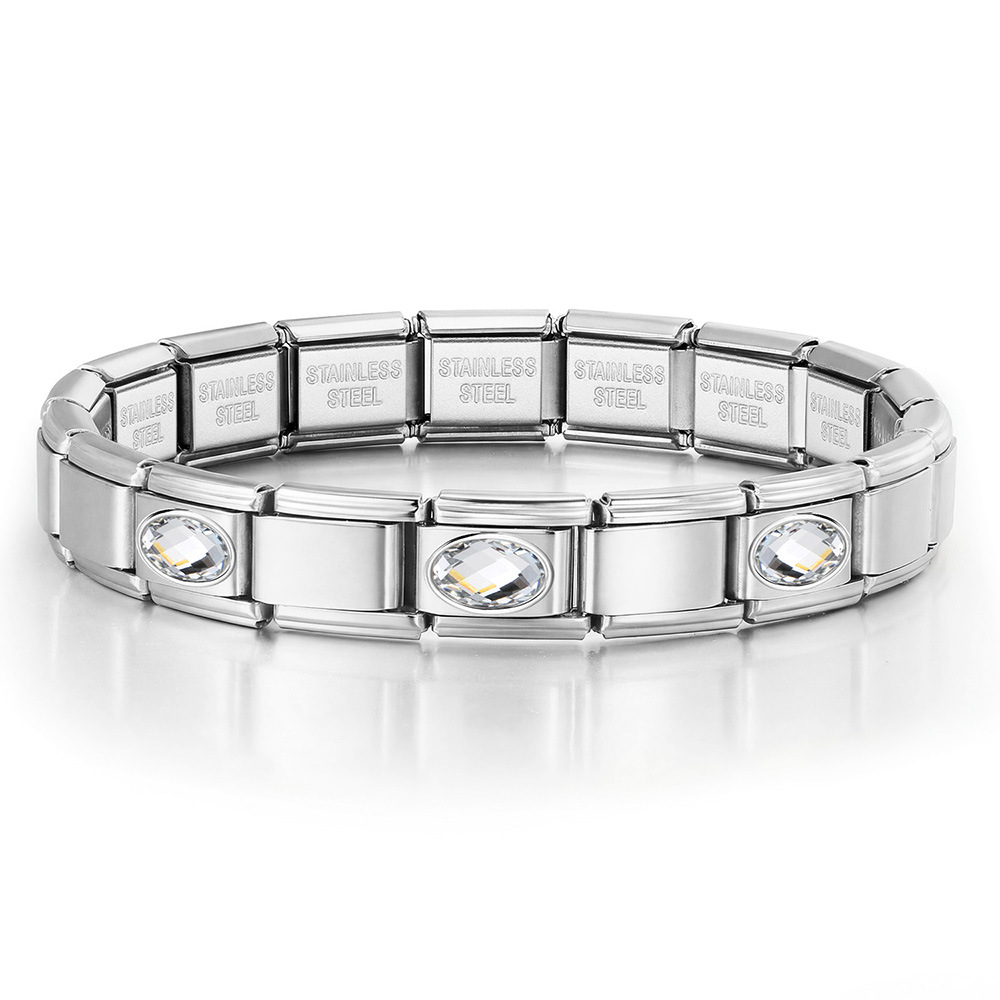 New stainless steel 3-bead oval combination bracelet, DIY Italian handmade modular detachable watch strap bracelet.