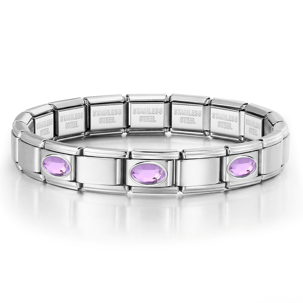 New stainless steel 3-bead oval combination bracelet, DIY Italian handmade modular detachable watch strap bracelet.
