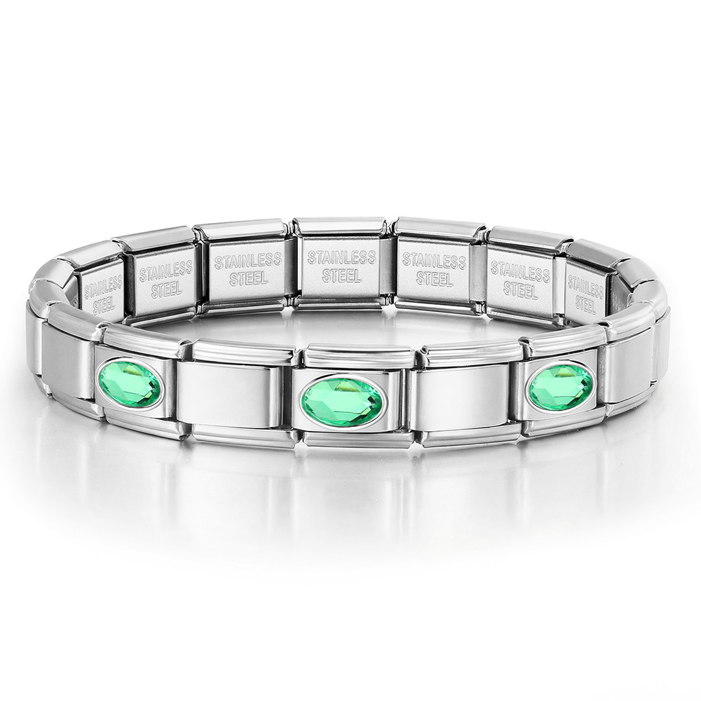 New stainless steel 3-bead oval combination bracelet, DIY Italian handmade modular detachable watch strap bracelet.
