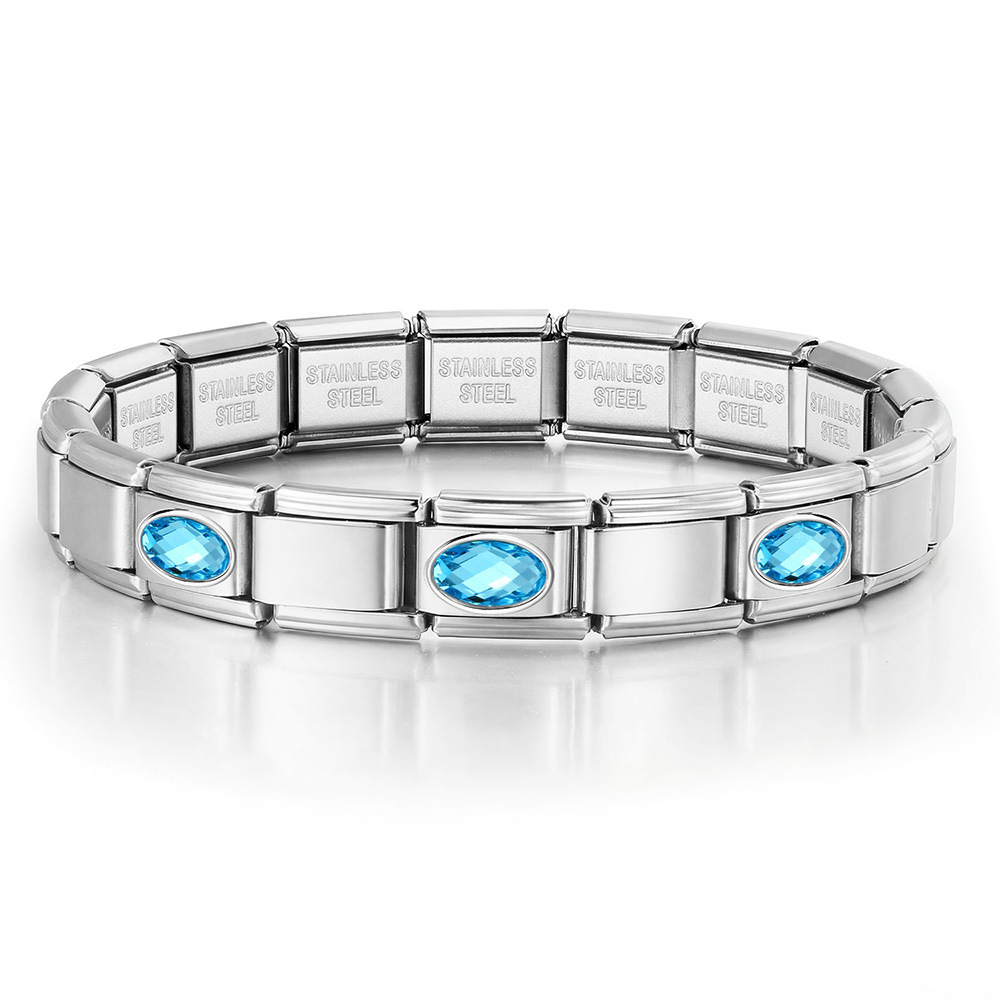 New stainless steel 3-bead oval combination bracelet, DIY Italian handmade modular detachable watch strap bracelet.