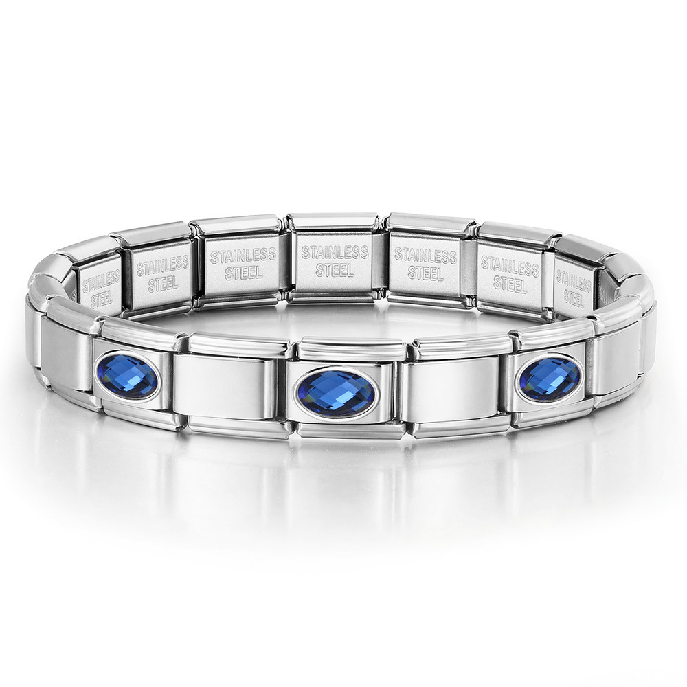 New stainless steel 3-bead oval combination bracelet, DIY Italian handmade modular detachable watch strap bracelet.