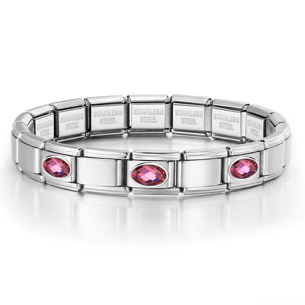 New stainless steel 3-bead oval combination bracelet, DIY Italian handmade modular detachable watch strap bracelet.
