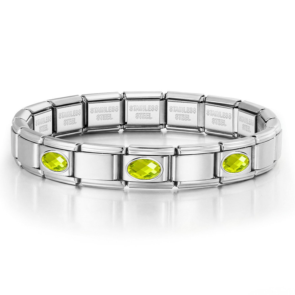 New stainless steel 3-bead oval combination bracelet, DIY Italian handmade modular detachable watch strap bracelet.