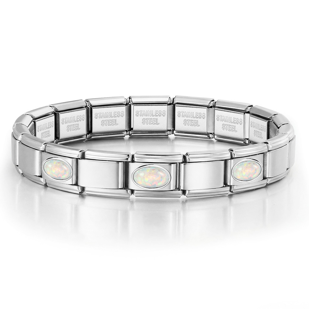 New stainless steel 3-bead oval combination bracelet, DIY Italian handmade modular detachable watch strap bracelet.