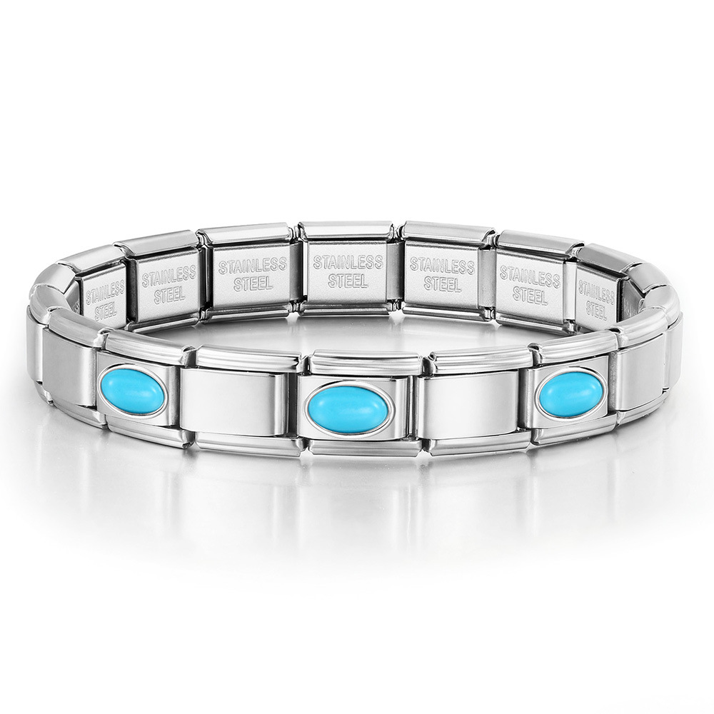 New stainless steel 3-bead oval combination bracelet, DIY Italian handmade modular detachable watch strap bracelet.