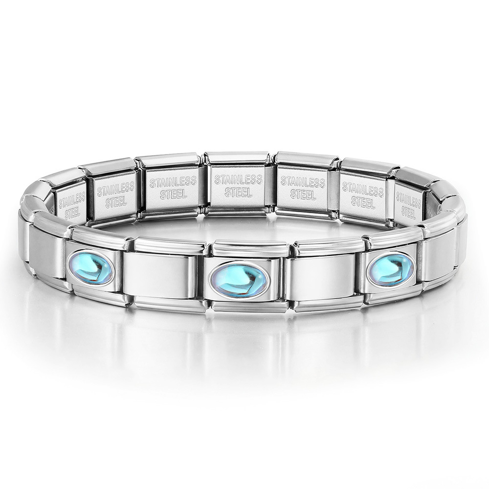New stainless steel 3-bead oval combination bracelet, DIY Italian handmade modular detachable watch strap bracelet.