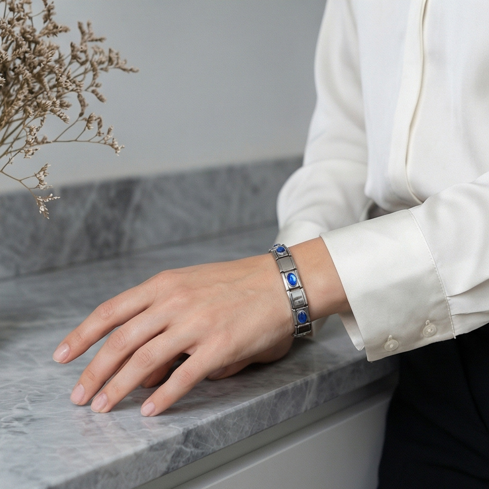 New stainless steel 3-bead oval combination bracelet, DIY Italian handmade modular detachable watch strap bracelet.