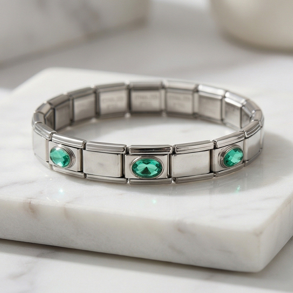 New stainless steel 3-bead oval combination bracelet, DIY Italian handmade modular detachable watch strap bracelet.