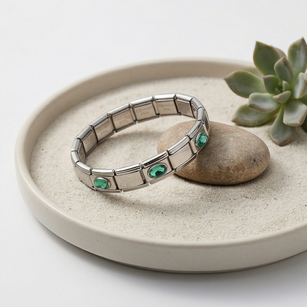 New stainless steel 3-bead oval combination bracelet, DIY Italian handmade modular detachable watch strap bracelet.
